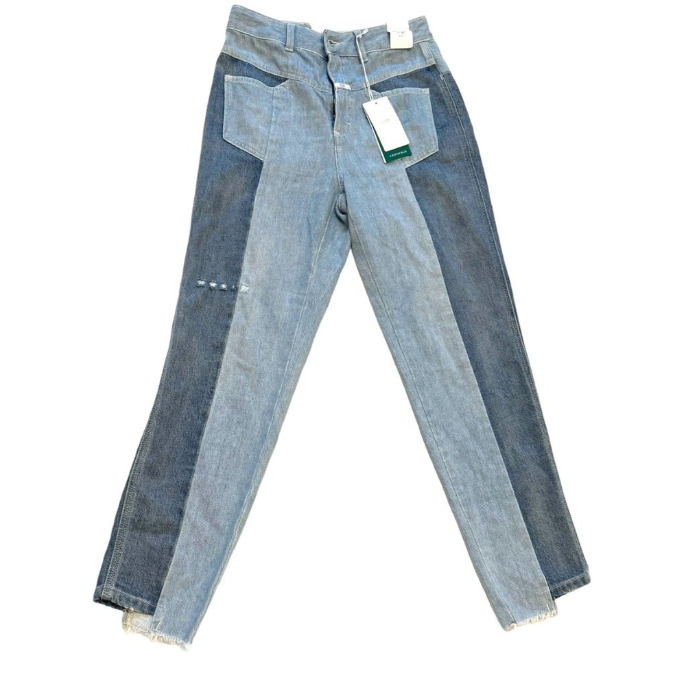 Closed Patchwork Two Tone Fit High Waist Italian Made Jeans Women's 29 NWT